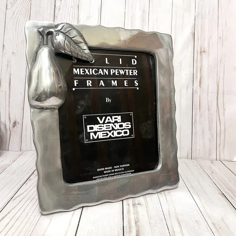 Mexican Pewter Picture Pear Frame Solid 11.5x10 Frame for 8x6 Photo